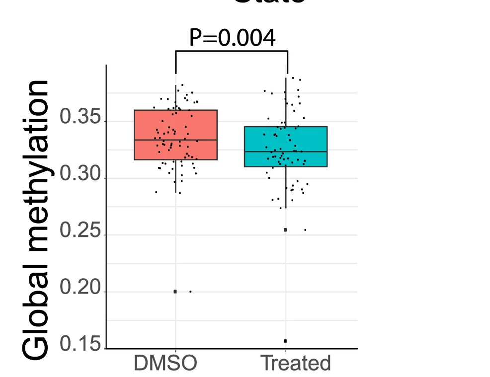 Open access visualization of Box Plot, Scatter Plot, Global Methylation, IDHi Treatment, Mouse Cells