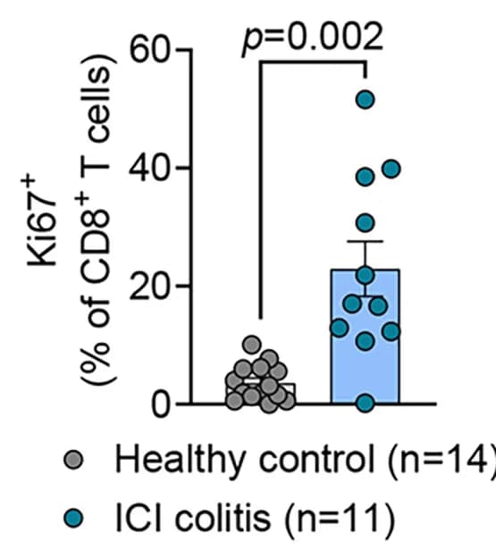 Open access visualization of Bar Plot, Error Bars, Scatter Plot, Ki67+ Cells, CD8+T Cells