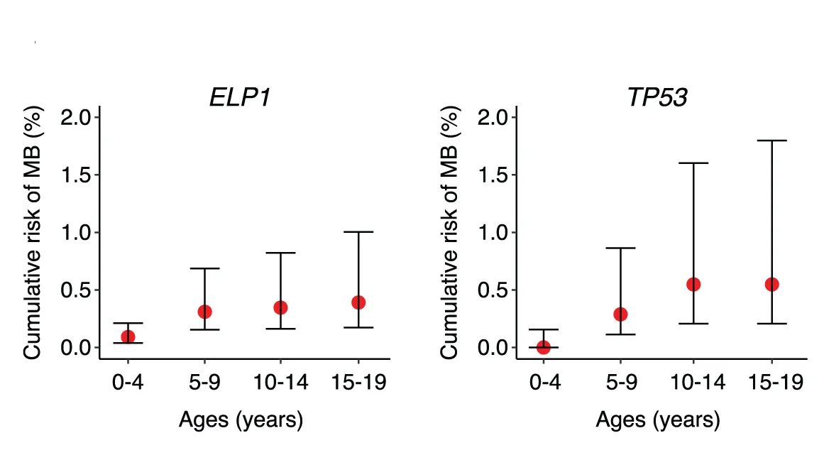 Open access visualization of Scatter Plot, Error Bars, SHH-MB, ELP1, TP53