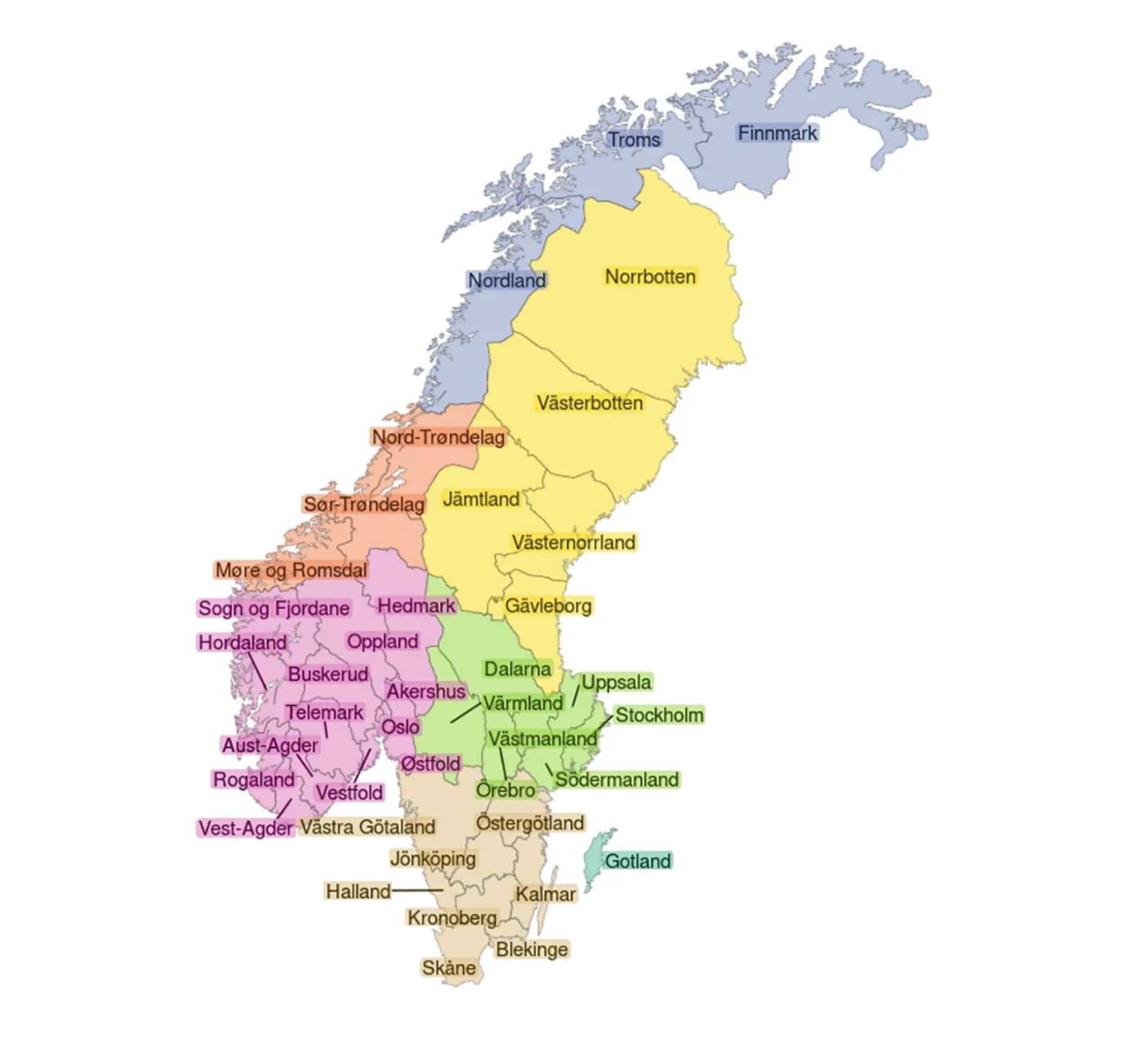 Open access visualization of Geo Map, Map, Norwegian Counties, Swedish Counties