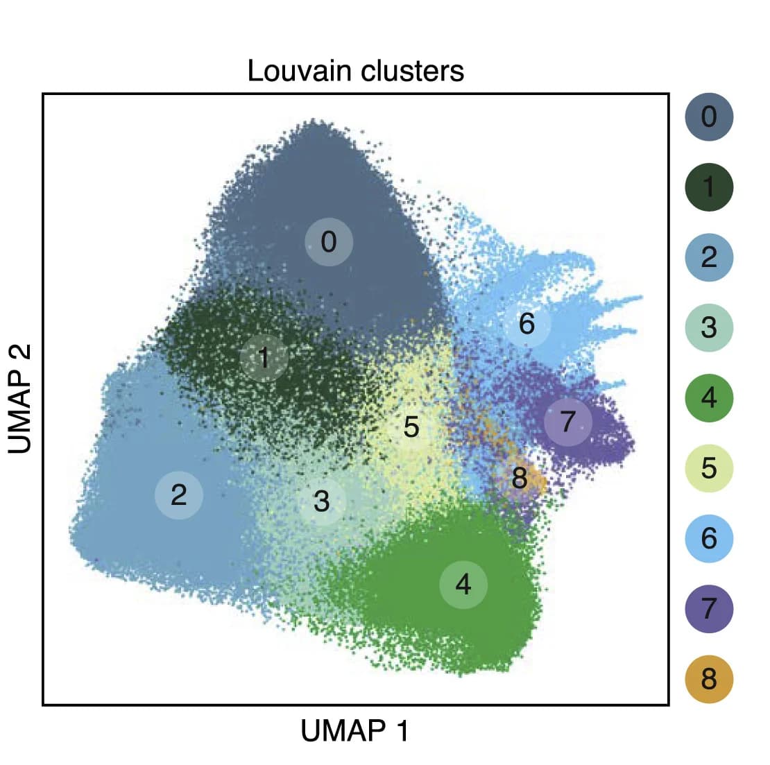 Open access visualization of UMAP, scRNA-seq, TF Isoforms, Louvain Clusters