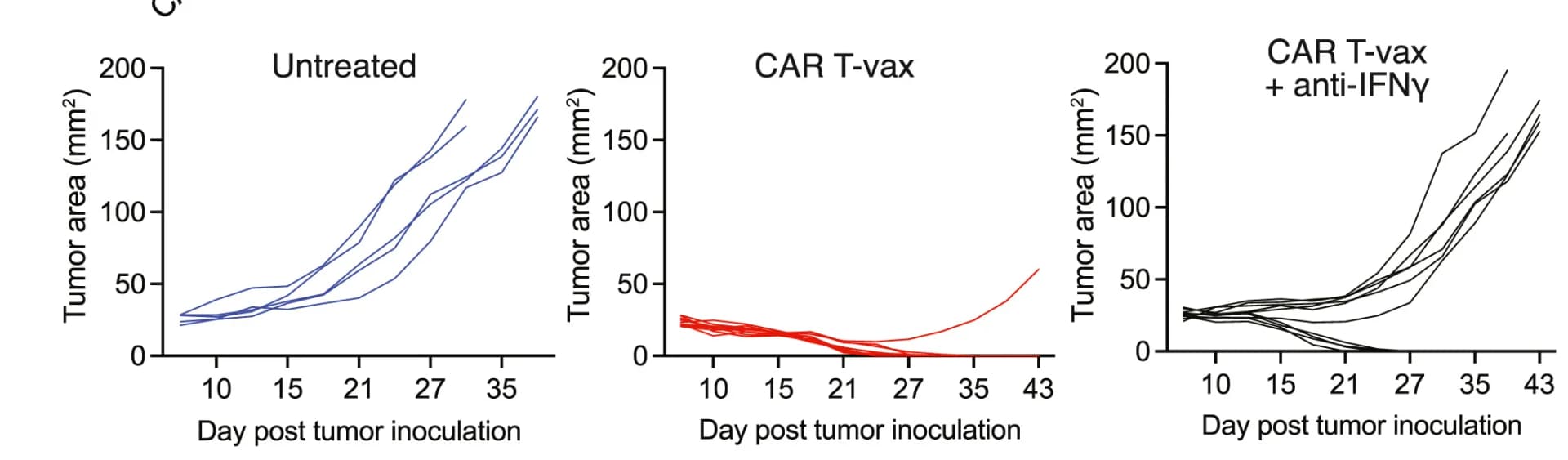 Open access visualization of Line Plot, Tumor Growth, Mice, CAR T Cells, IFN-γ