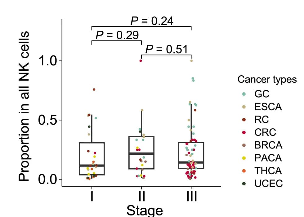 Open access visualization of Box Plot, Scatter Plot, TaNK Cells, NK Cells, Tumor Stages