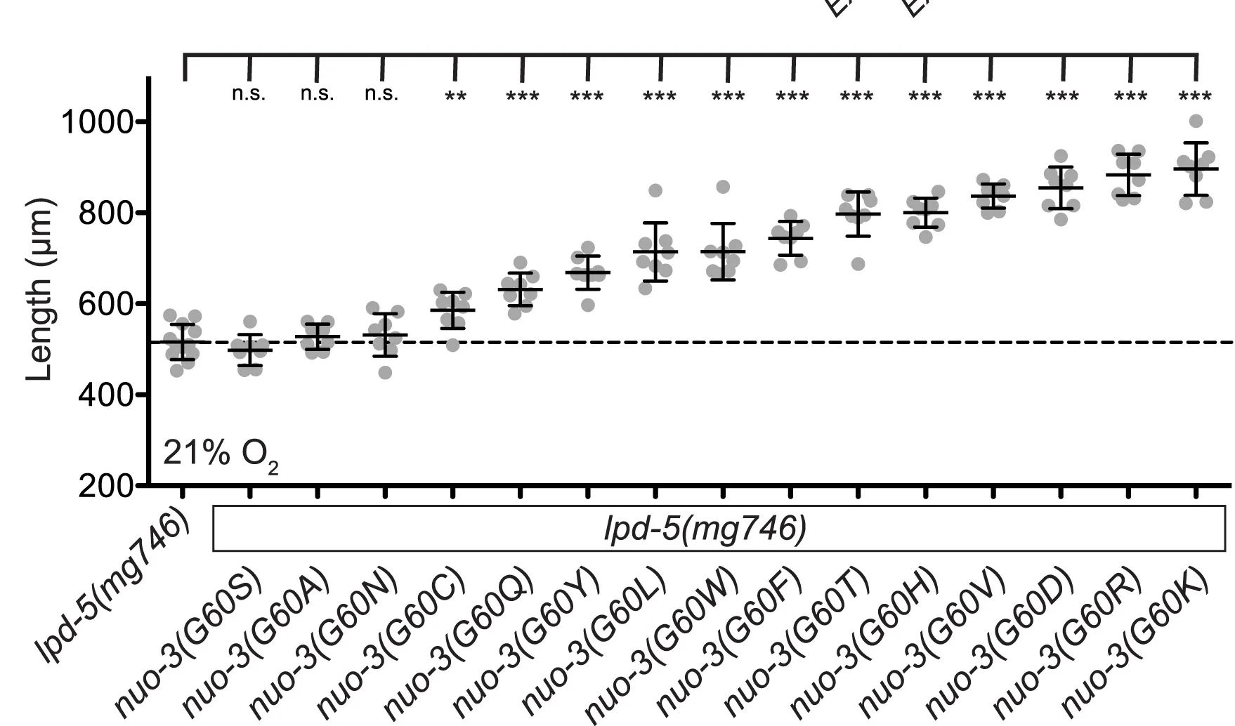 Open access visualization of Scatter Plot, Error Bars, Animal Growth, Oxygen Levels, Temperature