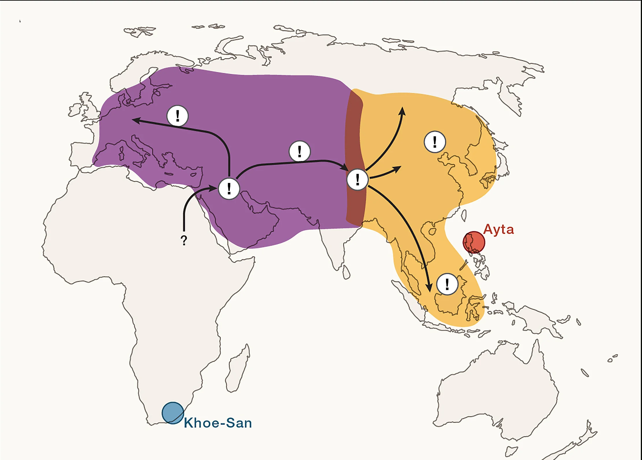 Open access visualization of Geo Map, Modern Humans, Africa, Eurasia, Neandertals