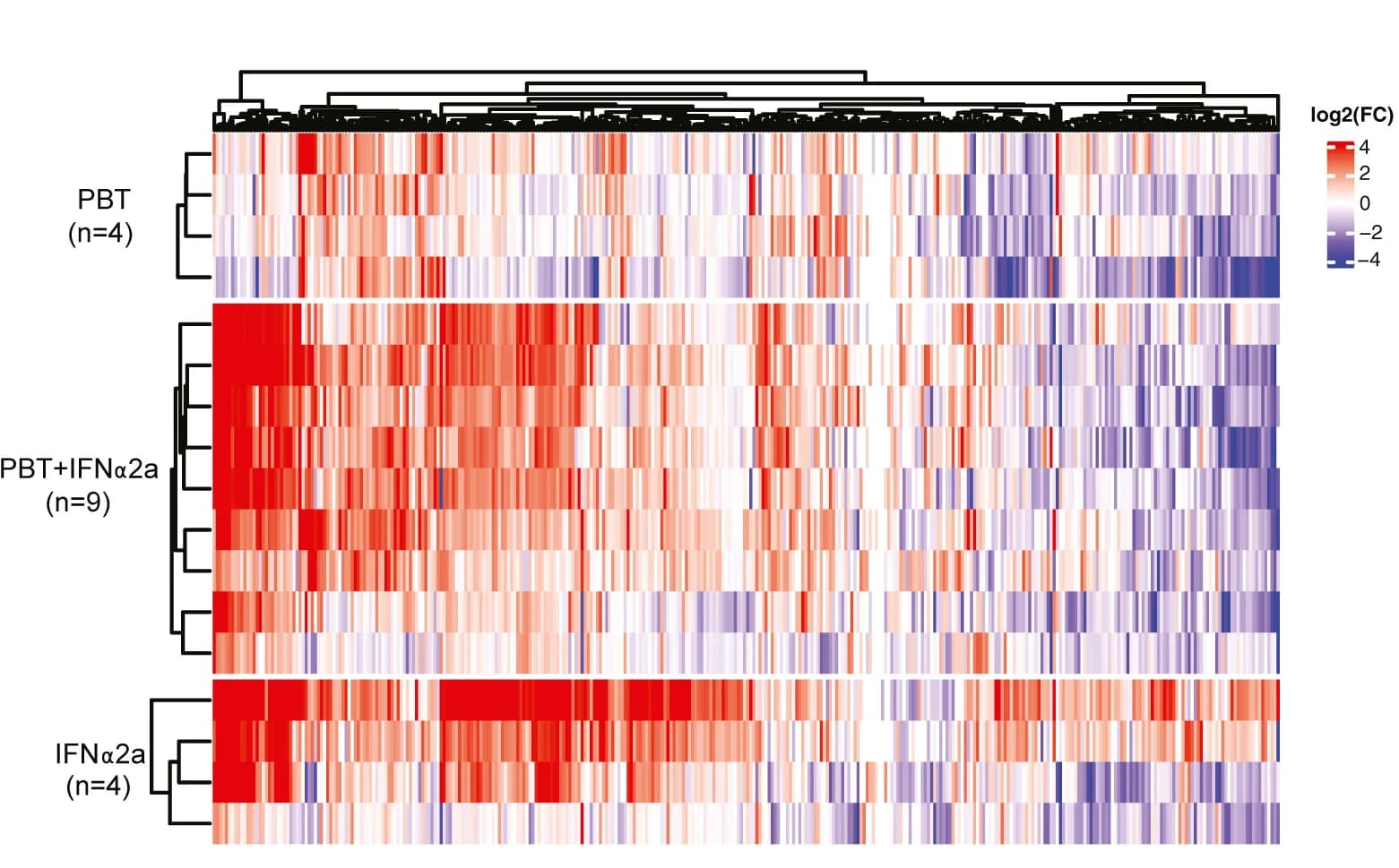 Open access visualization of Heatmap, Clustered, Interferon Regulated Gene, RNA-seq, CD4+ T Cells