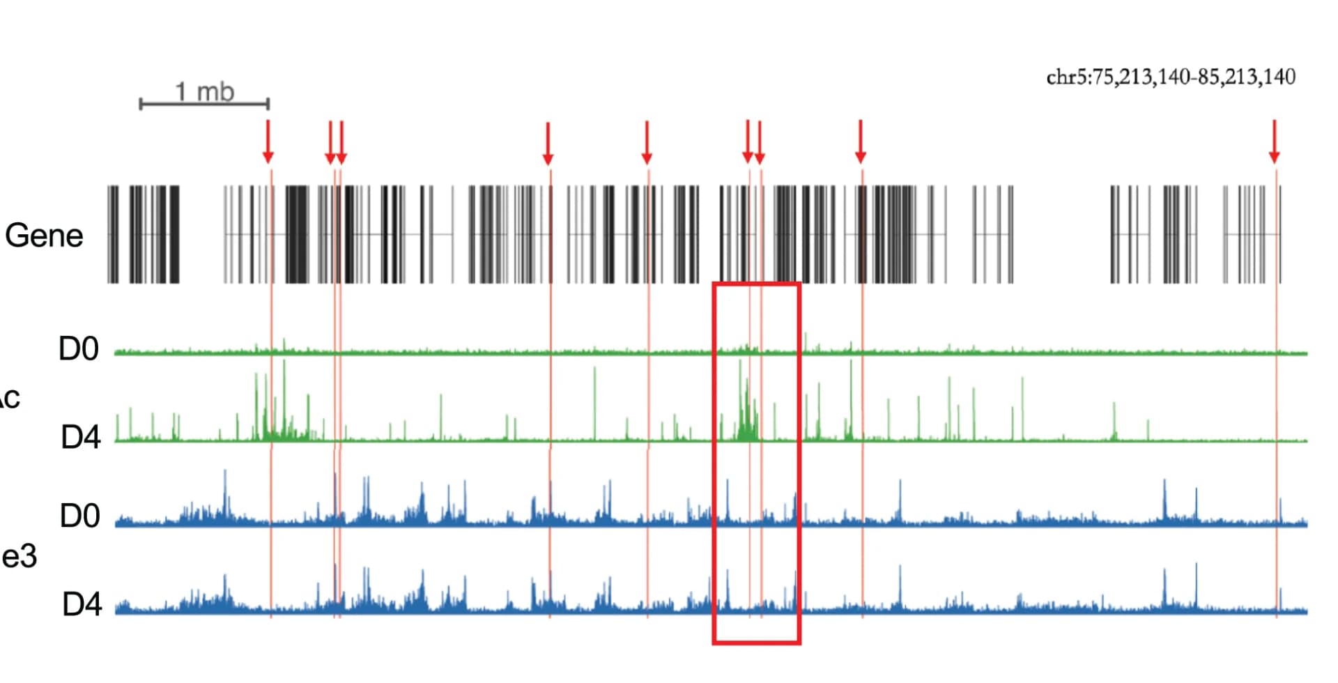 Open access visualization of Line Plot, Genome Browser Snapshot, Epigenetic Environment, HIV-1 Integration Sites, H3K27ac