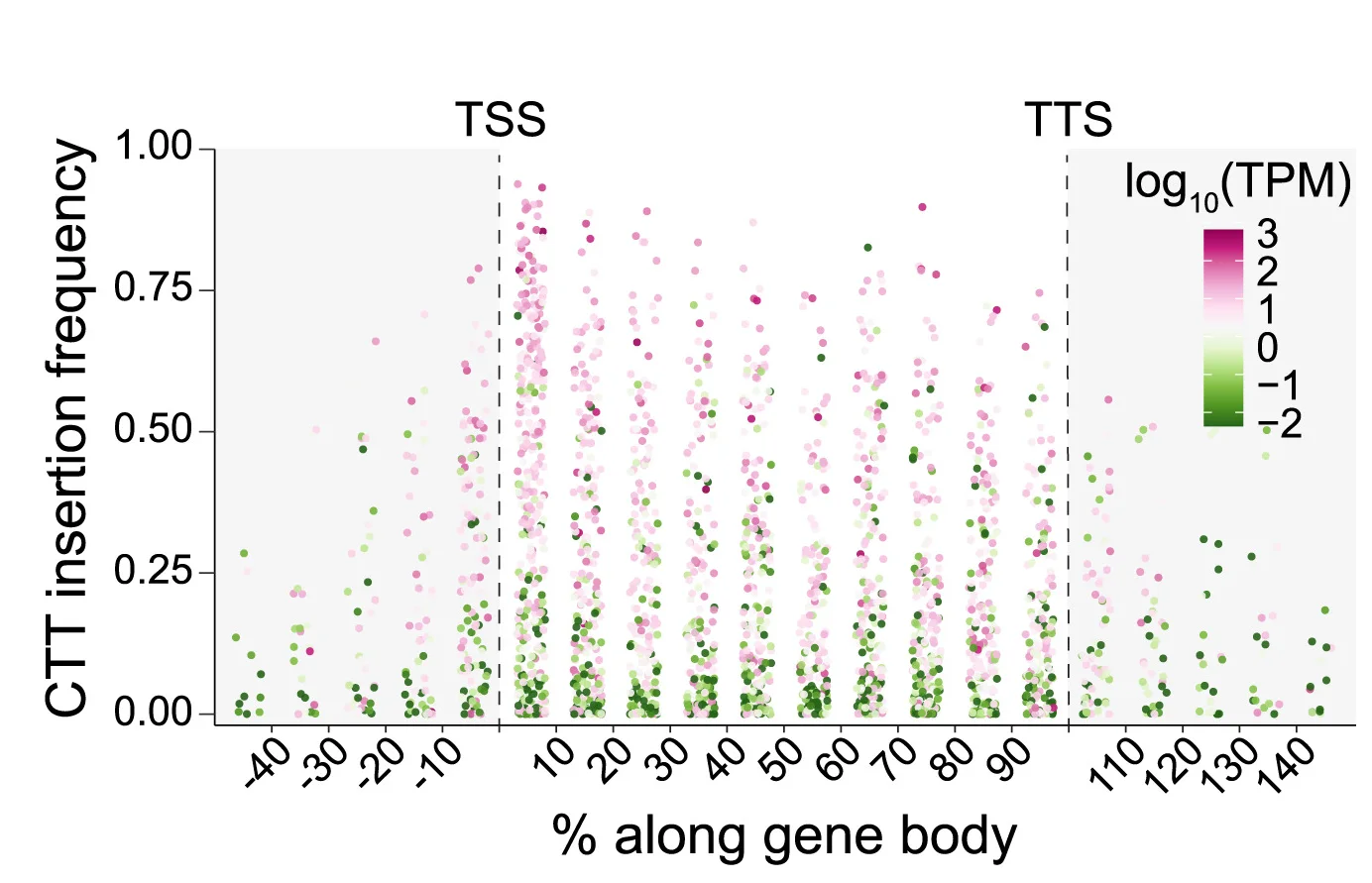 Open access visualization of Scatter Plot, Prime Editing Efficiency, Gene Proximal Reporters, SynHEK3 Sites, Transcription Start Site