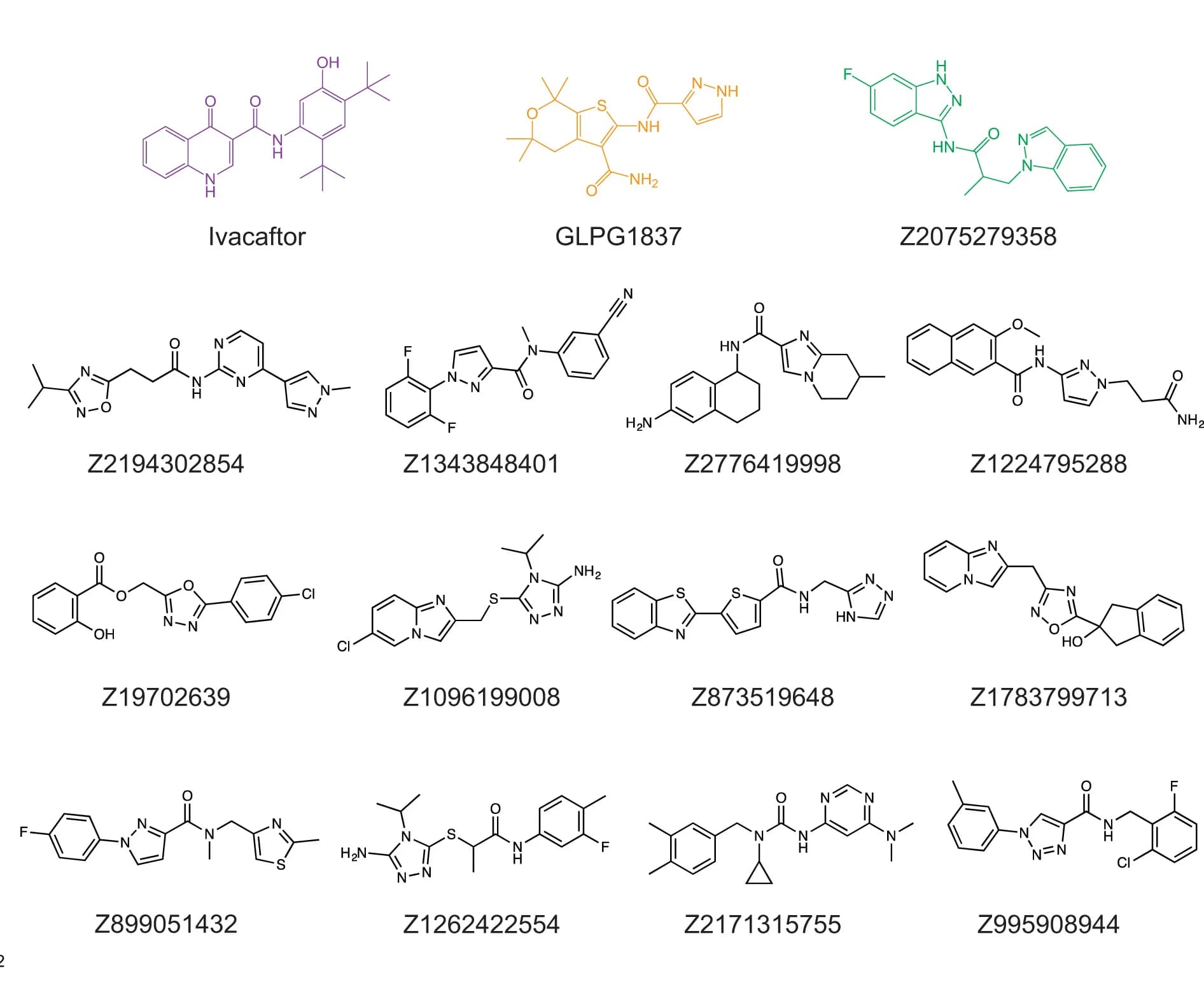 Open access visualization of Chemical Structure, 2D Structures, Potentiators, GLPG1837, Ivacaftor