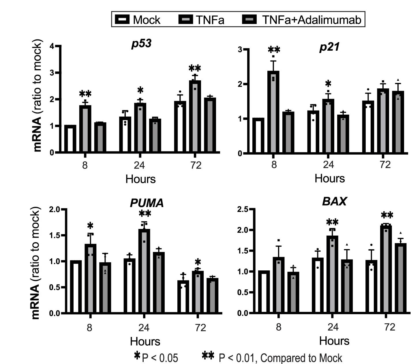 Open access visualization of Bar Plot, Error Bars, Clustered, RT-qPCR, P53