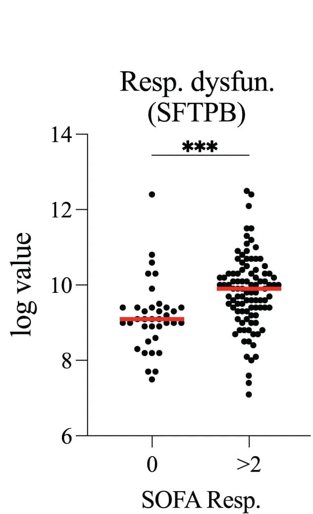 Open access visualization of Scatter Plot, Plasma Levels, Pulmonary Surfactant B, Sepsis, Respiratory Dysfunction