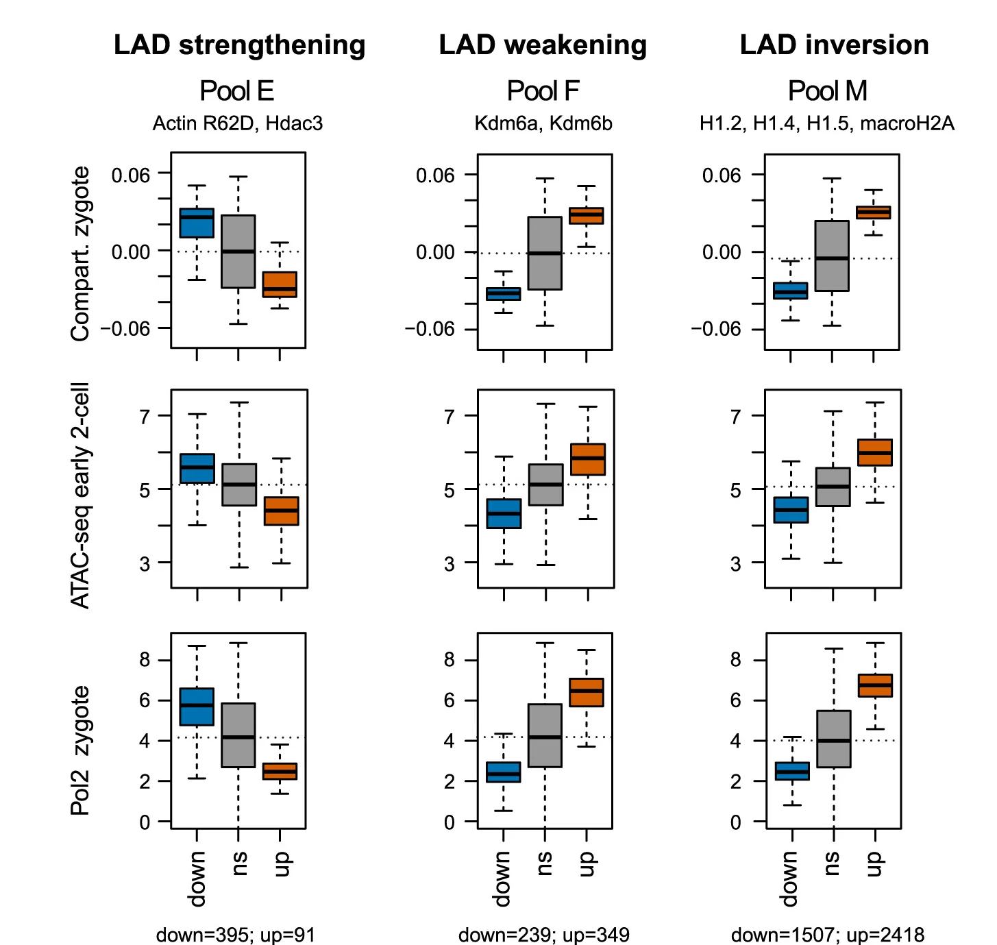 Open access visualization of Box Plot, Boxplots, Compartment Score, Chromatin Accessibility, RNA Pol II