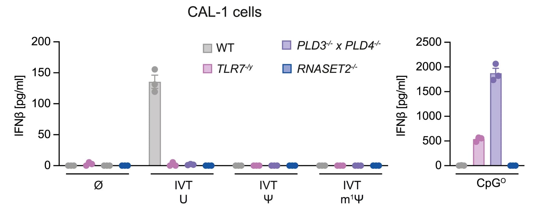 Open access visualization of Bar Plot, Error Bars, Scatter Plot, CAL-1 Cells, Genotypes