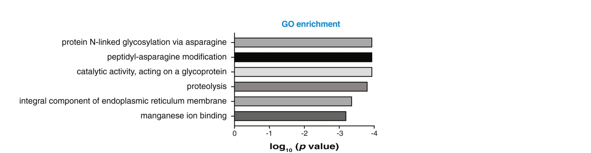 Open access visualization of Bar Plot, Gene Ontology, GO Term Analysis, Glycosylation Pathway