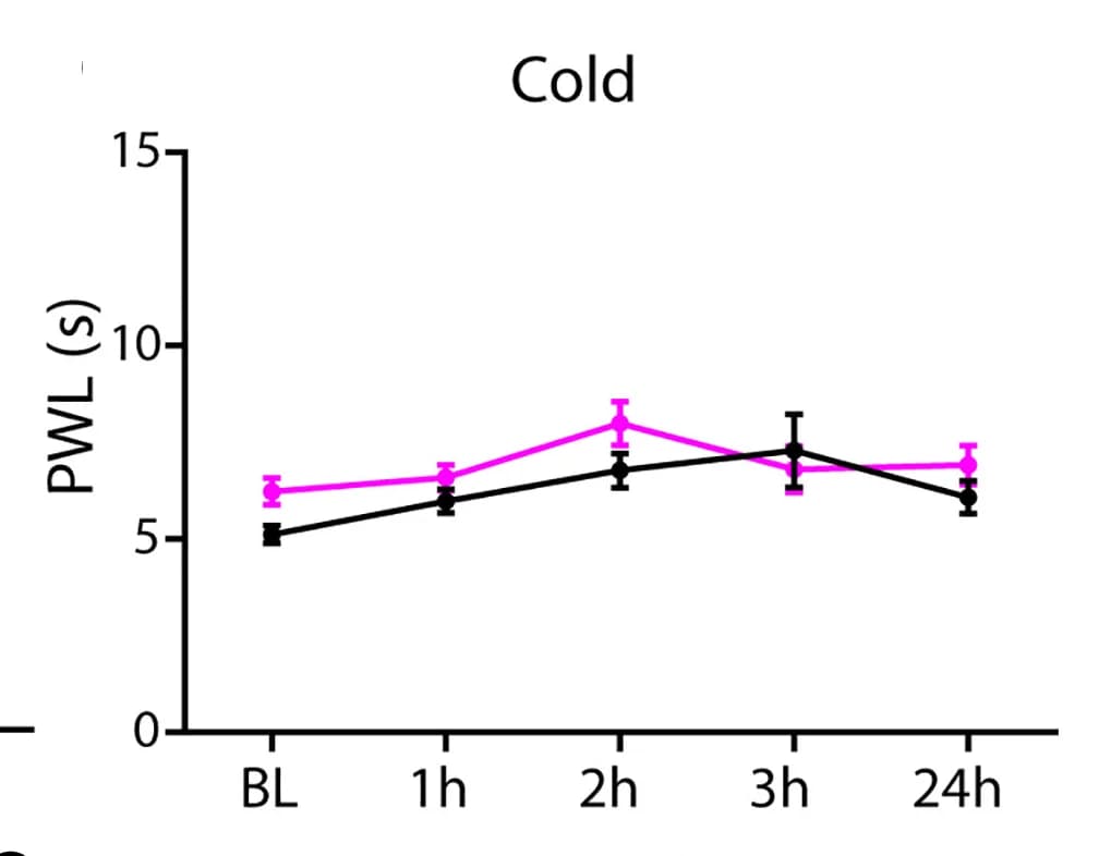 Open access visualization of Line Plot, Error Bars, hM4Di, c-MafEX neurons, Cold
