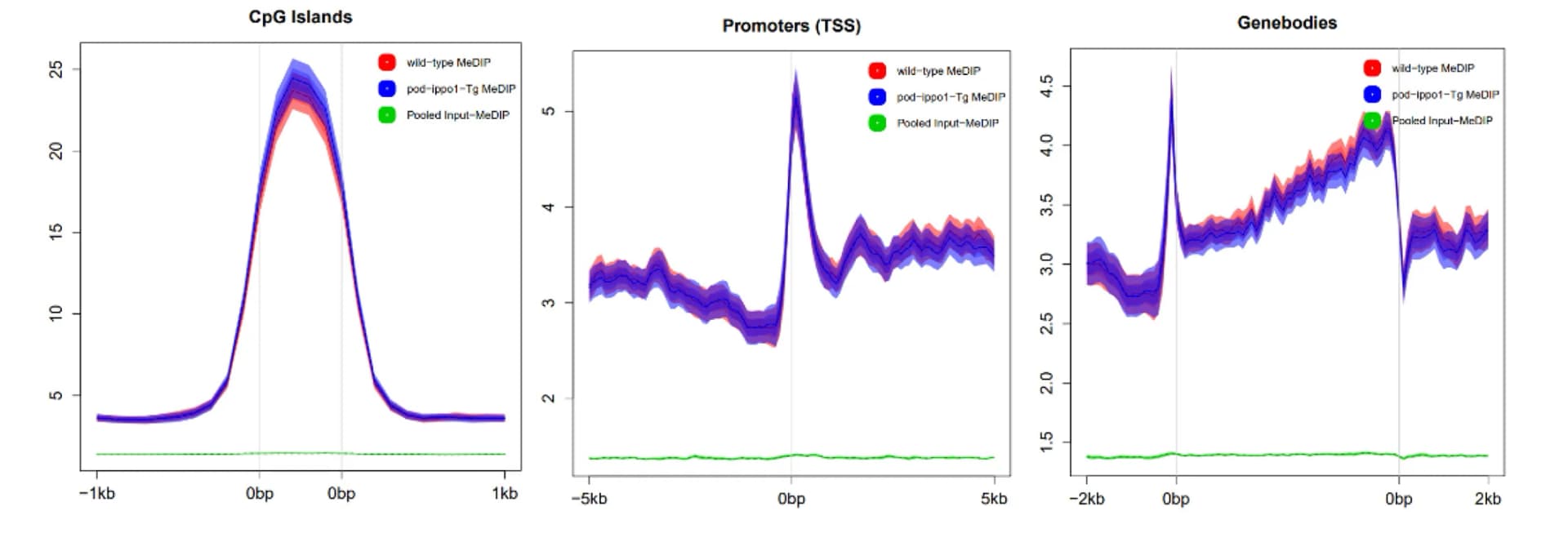 Open access visualization of Line Plot, Error Bars, 5mC, CpG Islands, Gene Bodies