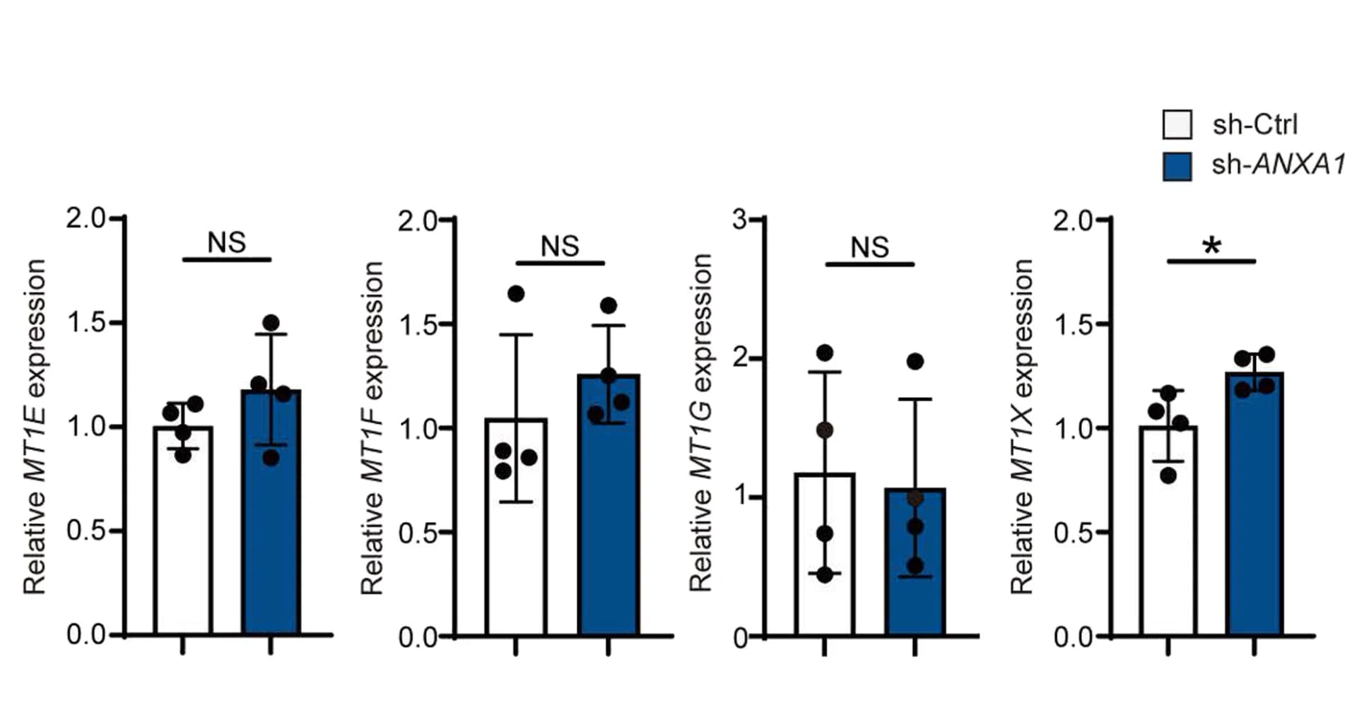Open access visualization of Bar Plot, Error Bars, Validation PCR, MT1E, MT1F
