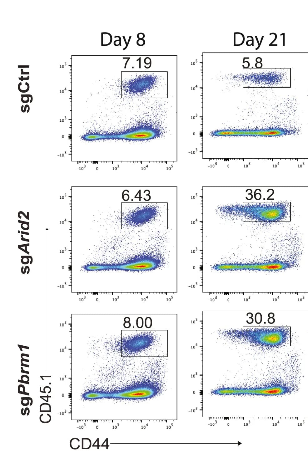 Open access visualization of Scatter Plot, Flow plots, CD8+ T Cells, sgRNA