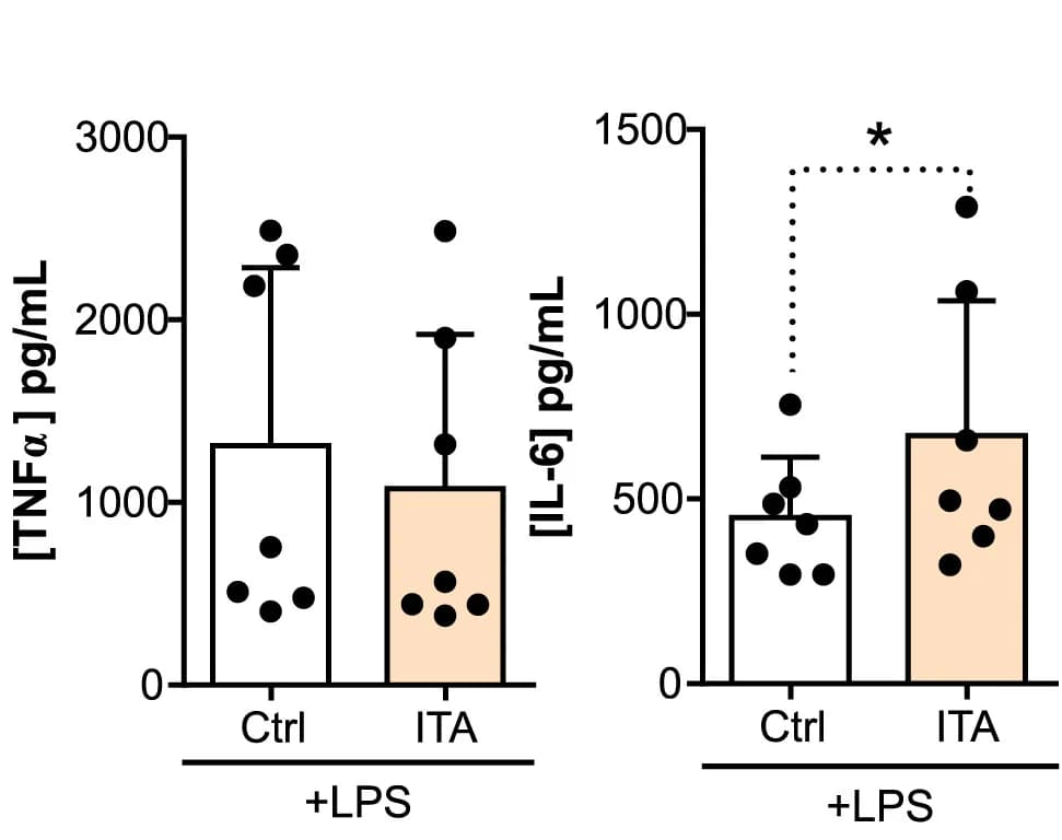 Open access visualization of Bar Plot, Error Bars, TNF-α, IL-6, Peripheral Blood Monocytes