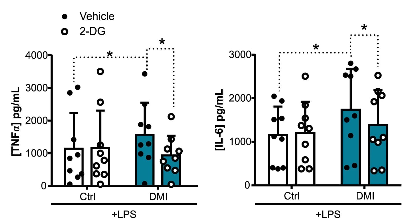 Open access visualization of Bar Plot, Error Bars, Scatter Plot, TNF-α Production, IL-6 Production