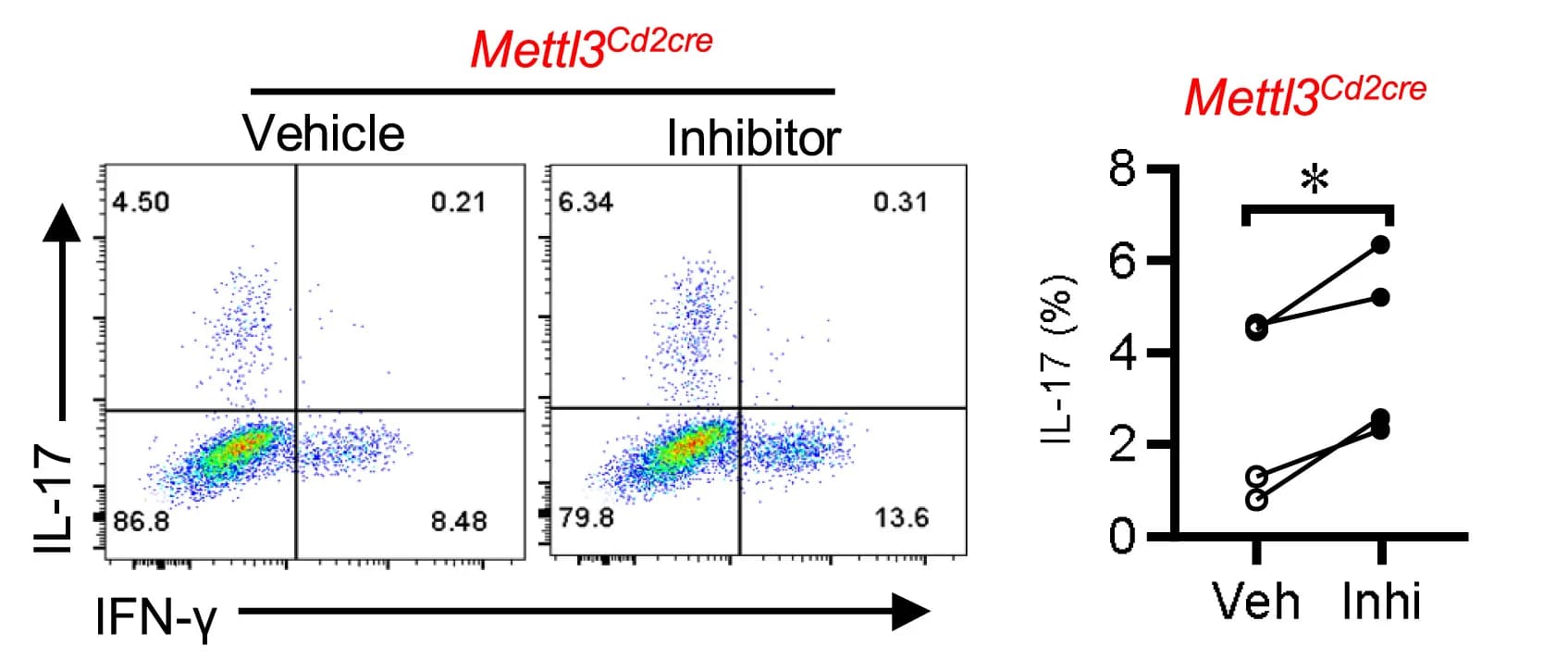 Open access visualization of Scatter Plot, Line Plot, Splenic T Cells, Mettl3flox/flox Mice, Mettl3Cd2cre Mice