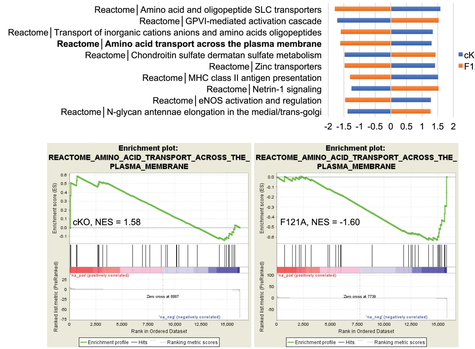 Open access visualization of Line Plot, Bar Plot, Reactome pathways, Enrichment scores, GSEA enrichment plots