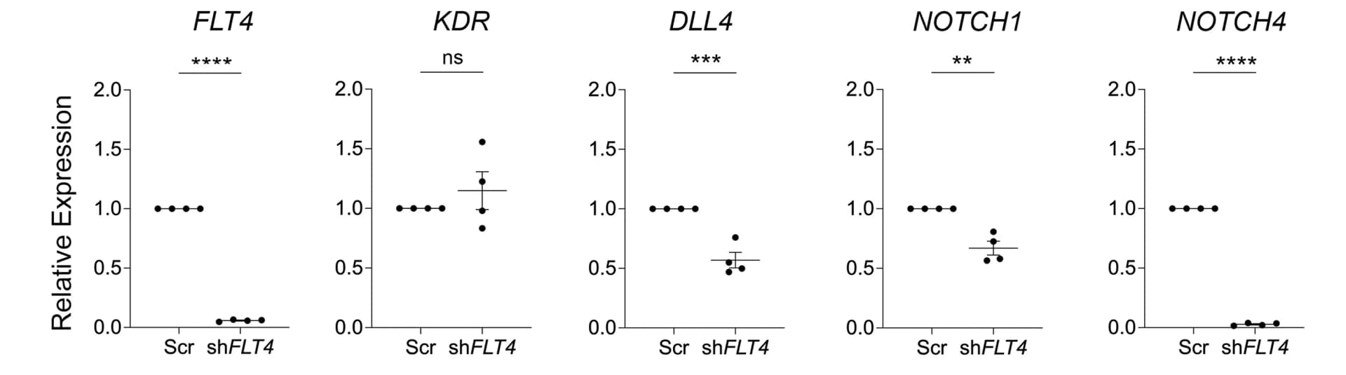 Open access visualization of Scatter Plot, Error Bars, qRT-PCR, Notch Signaling Pathway, VEGFR3