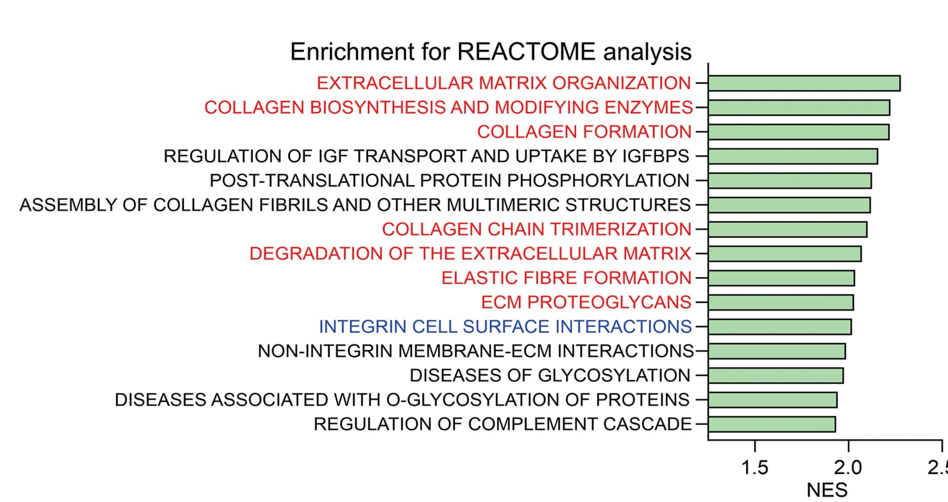 Open access visualization of Bar Plot, Pathway Analysis, DEGs, Reactome Database, ECM Pathways