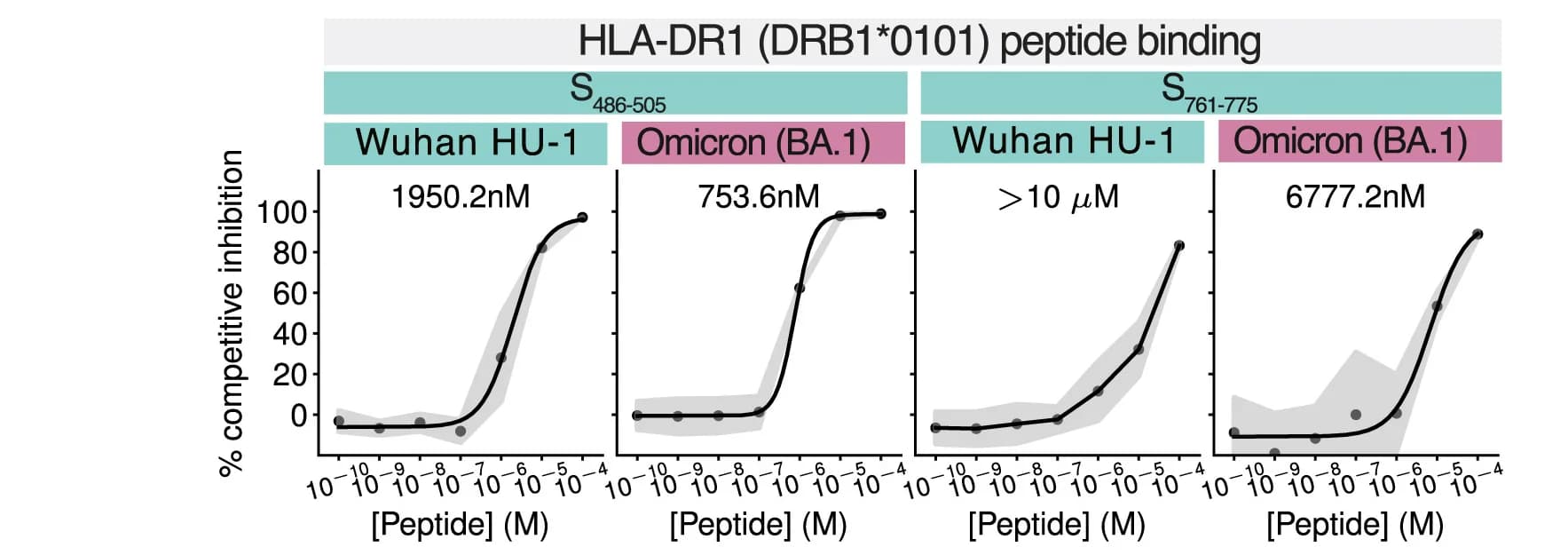 Open access visualization of Line Plot, Error Bars, Scatter Plot, Peptide-HLA-DR1, Binding curves