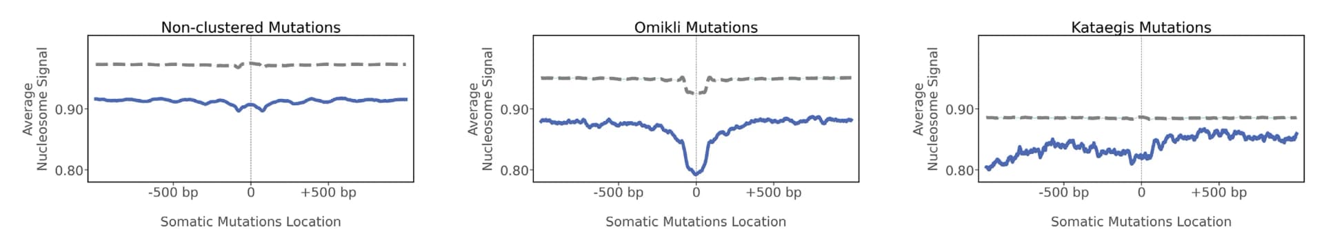 Open access visualization of Line Plot, Nucleosome Occupancy, Non-clustered Mutations, Omikli, Kataegis Mutations