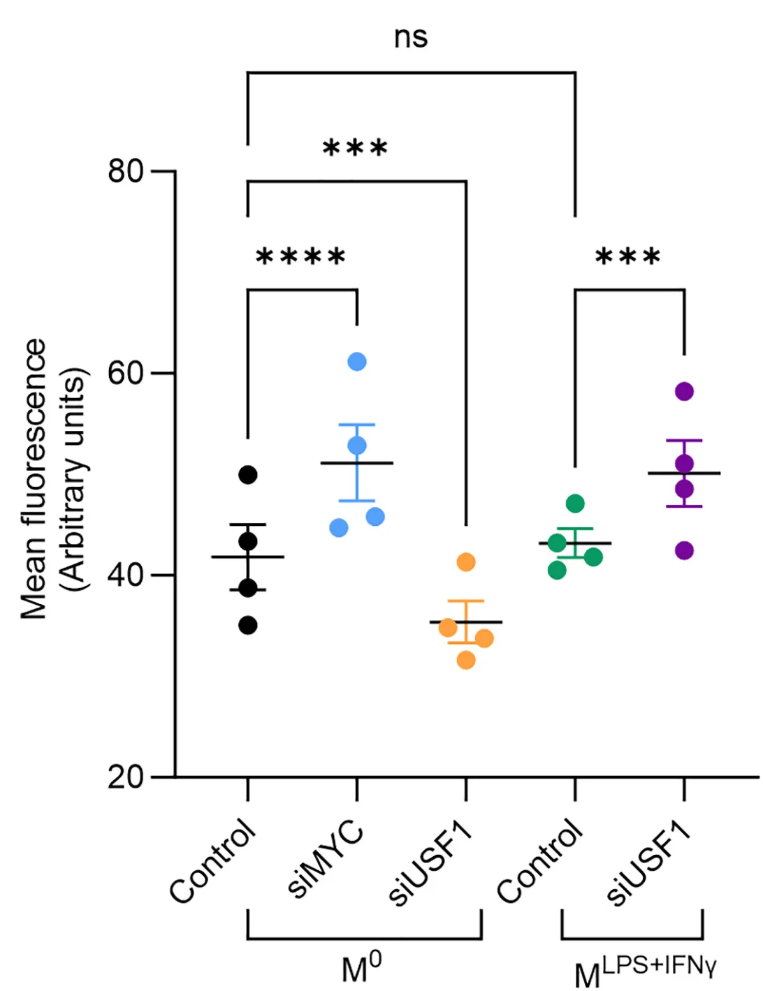 Open access visualization of Scatter Plot, Error Bars, Morphological Changes, MYCorUSF1, MDMs