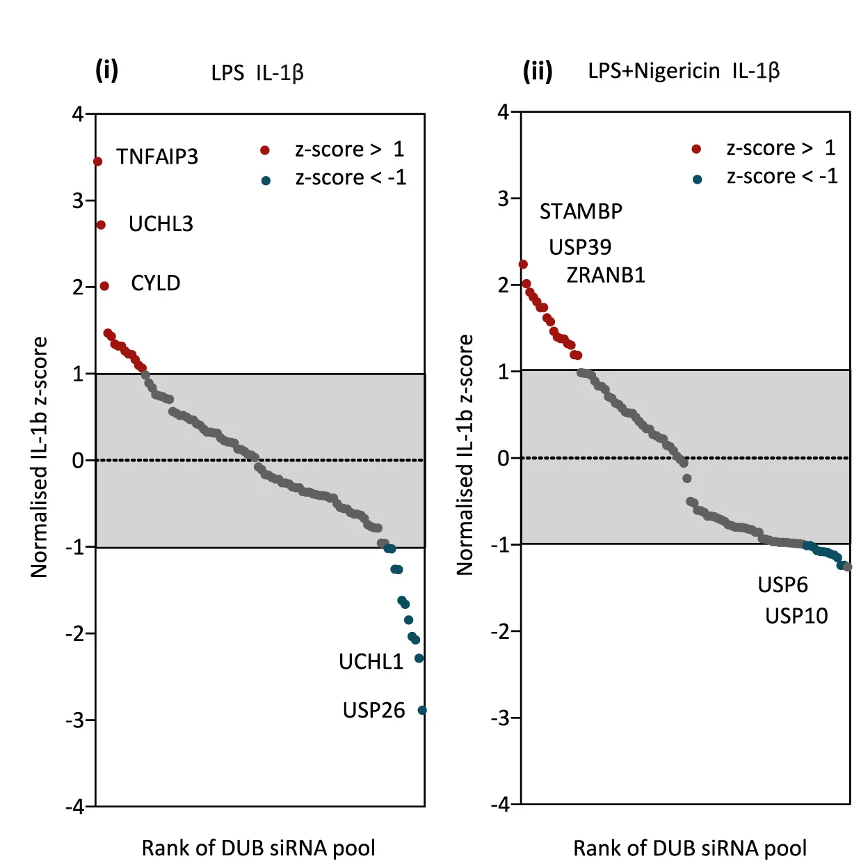 Open access visualization of Scatter Plot, Zscore Distribution, IL-1beta, siRNAs, RNAi Screen