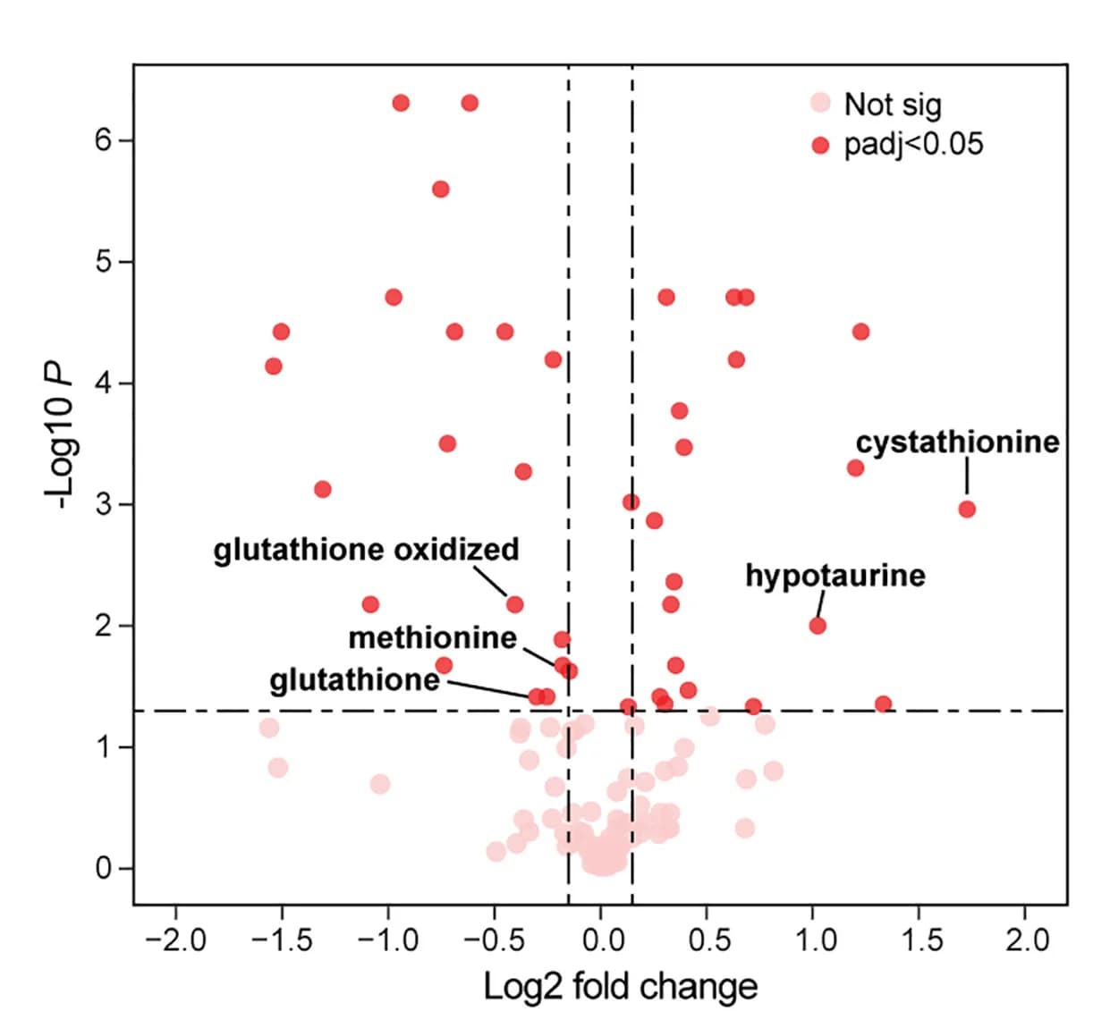 Open access visualization of Volcano Plot, Metabolomics, Neuronal Replicates