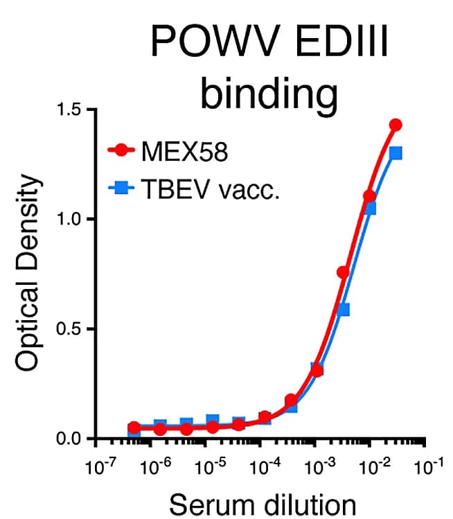 Open access visualization of Line Plot, ELISA, IgG Binding, POWV EDIIIs, Serum Dilutions