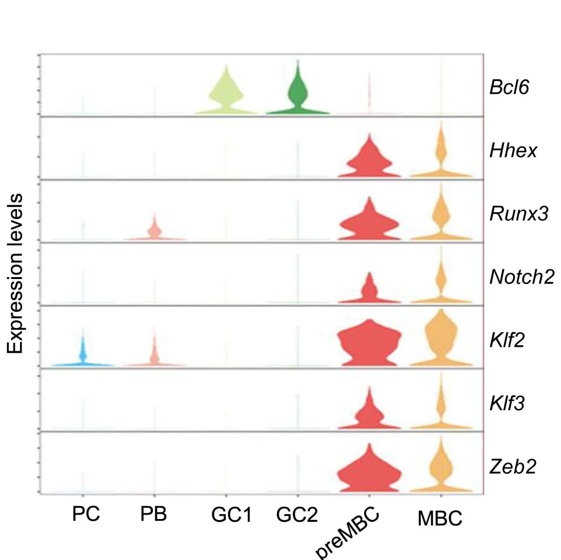 Open access visualization of Violin Plot, Violin Plots, Transcription Factors, Cell Clusters