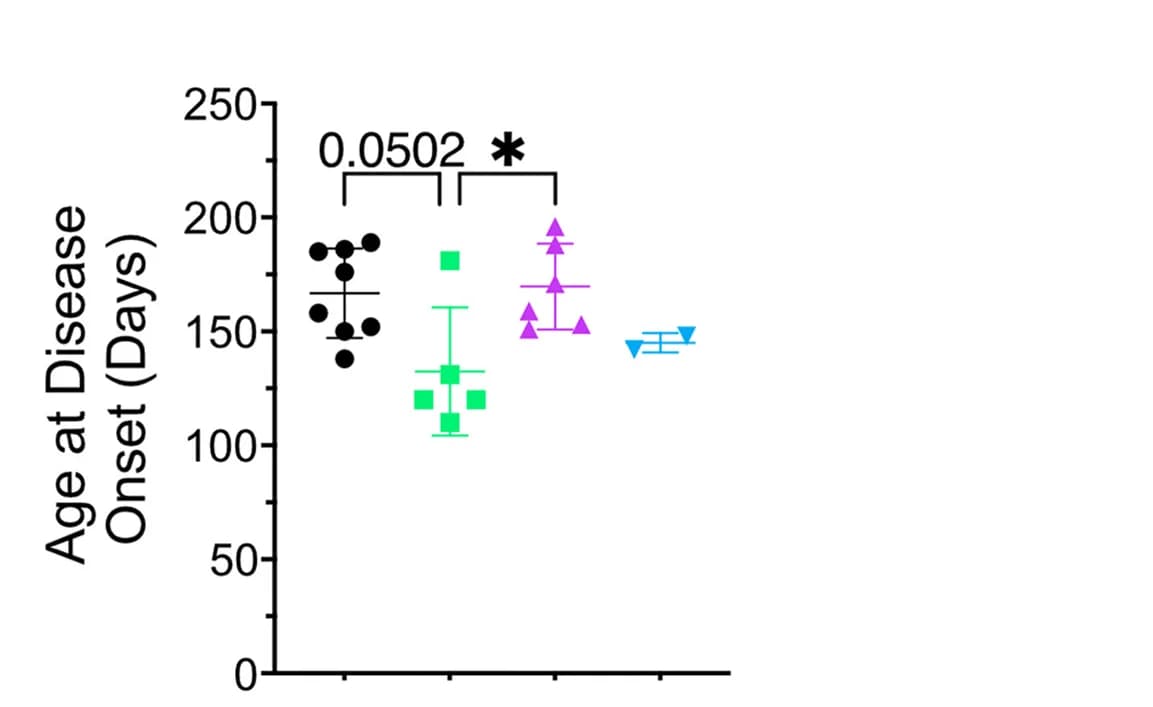 Open access visualization of Scatter Plot, Error Bars, Experimental Days, Disease Score, Hind Leg Paralysis