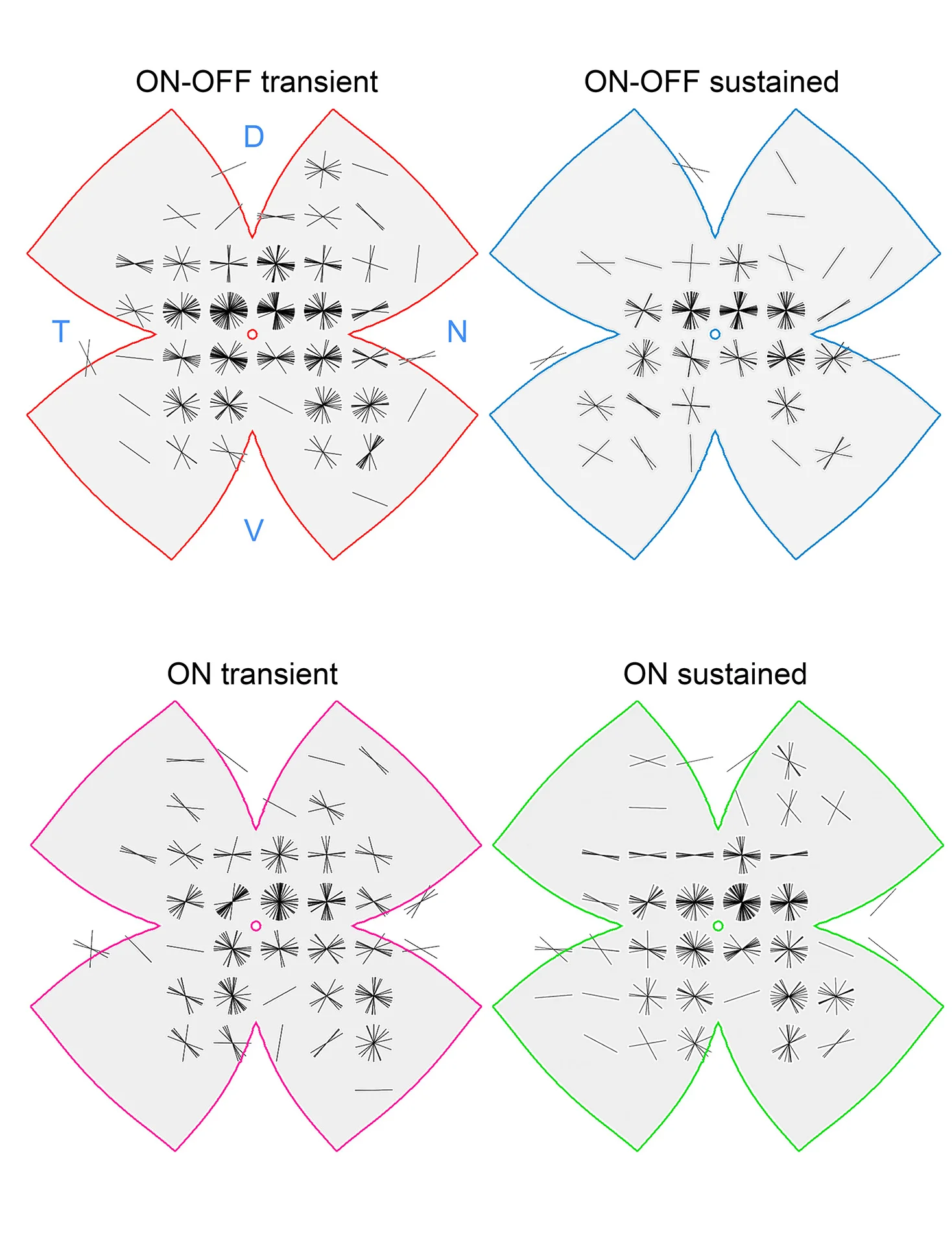 Open access visualization of Illustration, Topographic Dependency, OSGCs, OS Preferences, Retinal Map