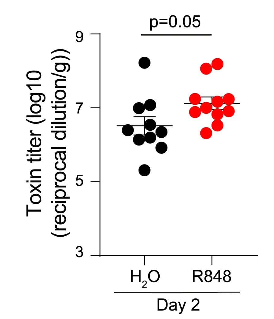 Open access visualization of Scatter Plot, Error Bars, Toxin Titer, Cecal Contents