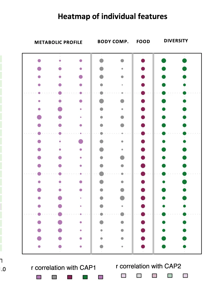 Open access visualization of Heatmap, Metabolic Profile, Body Composition, Food Intake, Gut Microbiota