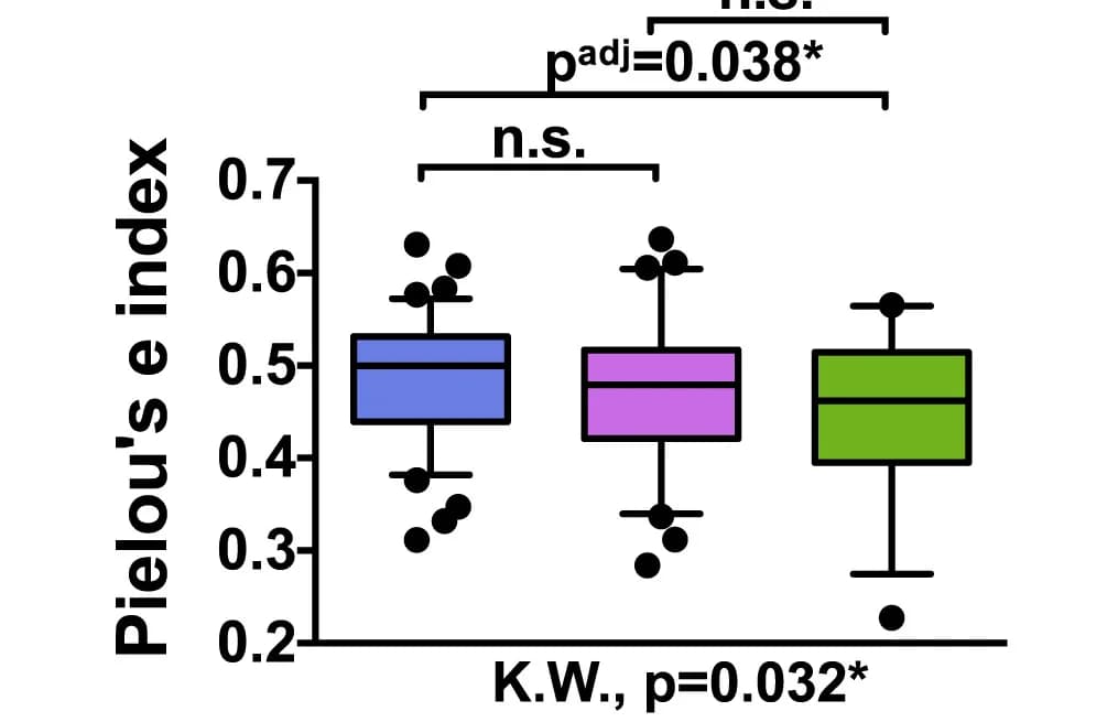 Open access visualization of Box Plot, Scatter Plot, Microbiota Alpha Diversity, sr-IBS Status, Box-and-whiskers Plots