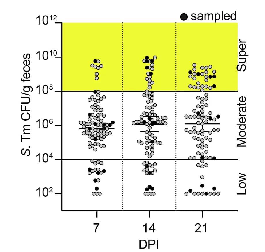 Open access visualization of Scatter Plot, Feces, Mice, CFU, Fecal metabolite profiling