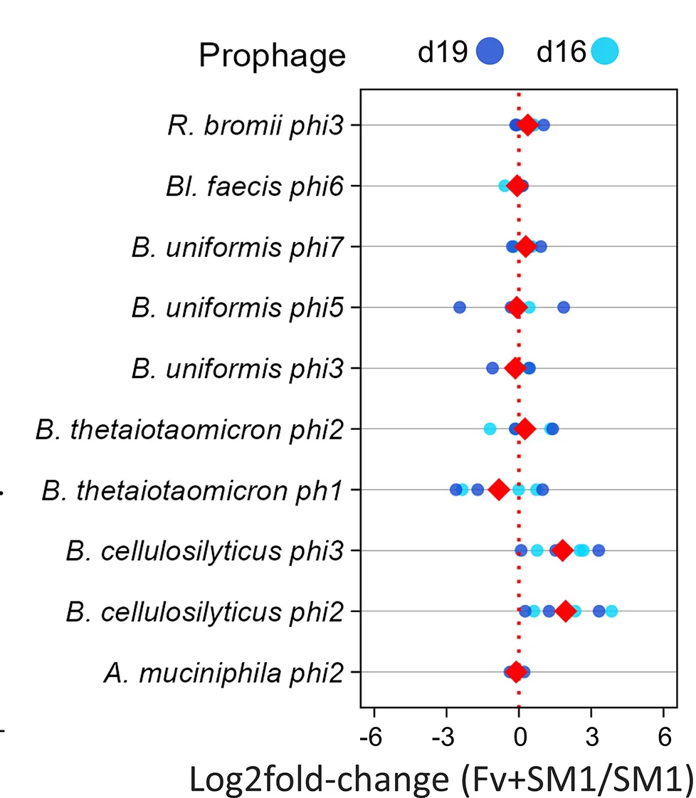 Open access visualization of Scatter Plot, Forest Plot, Fold Change, Prophage, Host Coverage