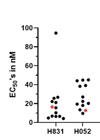 Open access visualization of Scatter Plot, EC50, QDS Inhibitors, H831, H052