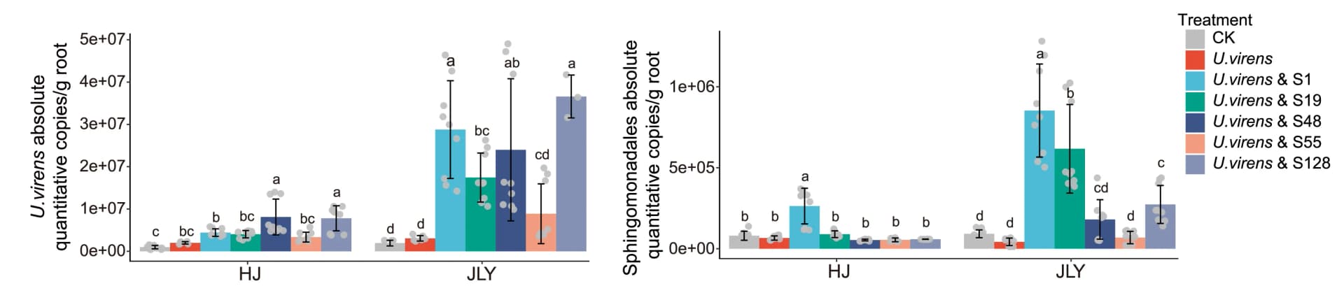 Open access visualization of Bar Plot, Error Bars, Scatter Plot, qPCR, U. Virens