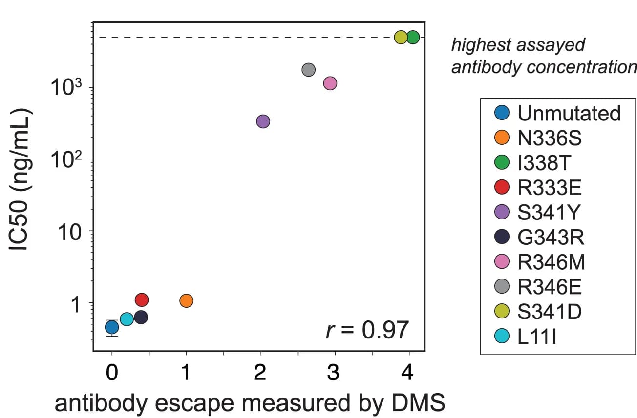 Open access visualization of Scatter Plot, Validation Assays, Escape, IC50, Pseudovirus Neutralization Assays