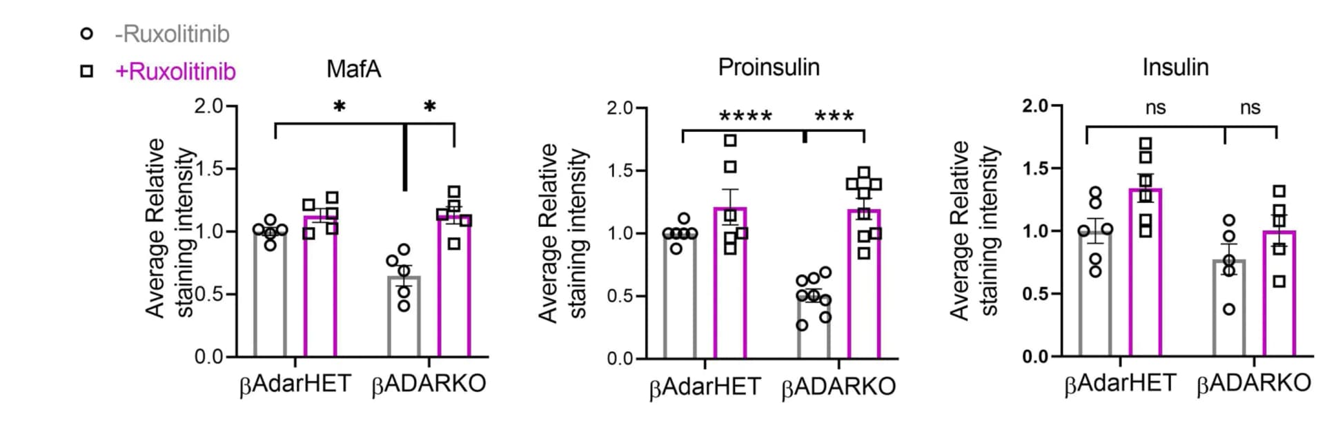 Open access visualization of Bar Plot, Error Bars, Scatter Plot, MafA, Proinsulin