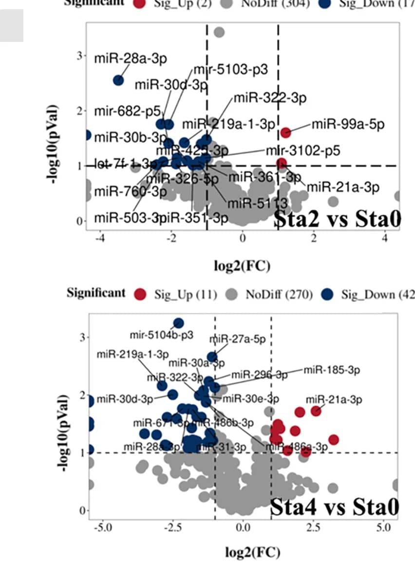 Open access visualization of Scatter Plot, Volcano Plots, miRNA Levels, Stachyose, MODE-K Cells