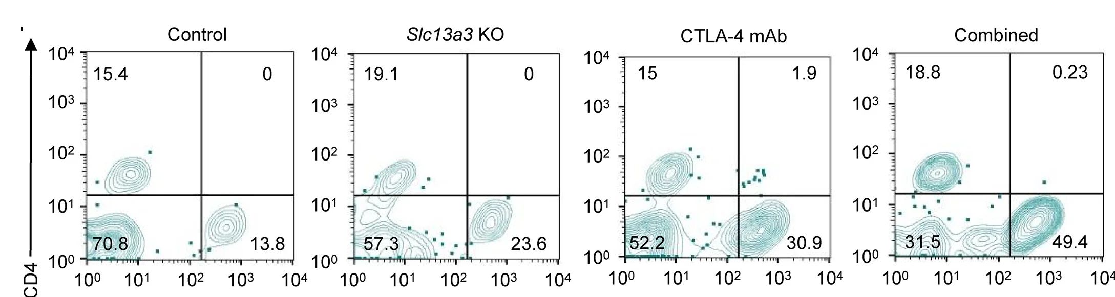 Open access visualization of Scatter Plot, Dot Plots, CD4+ TILs, CD8+ TILs, Slc13a3WT Cells