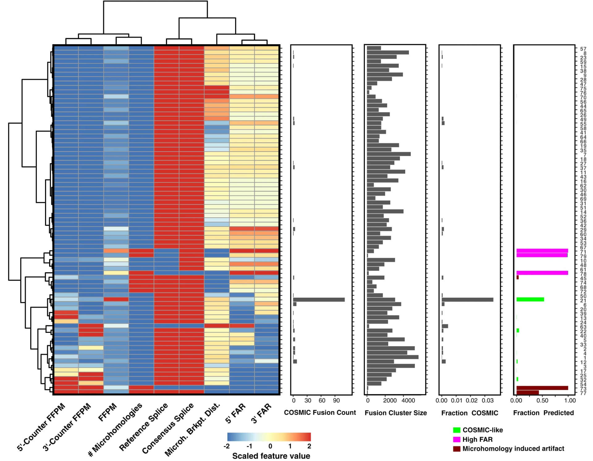 Open access visualization of Heatmap, Clustered, Bar Plot, Pediatric Fusion, Sequence Features