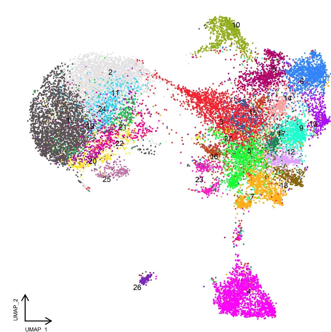 Open access visualization of Scatter Plot, UMAP, HVF Subsets, L1, Cell Type